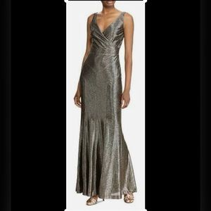 Lauren Ralph Lauren Metallic Gold Long Floor Length Mermaid Style Dress Size 14